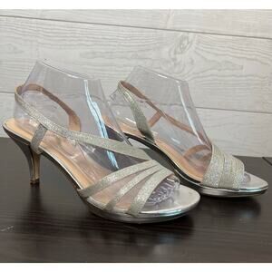 Nina silver glittery strappy heels Size 9